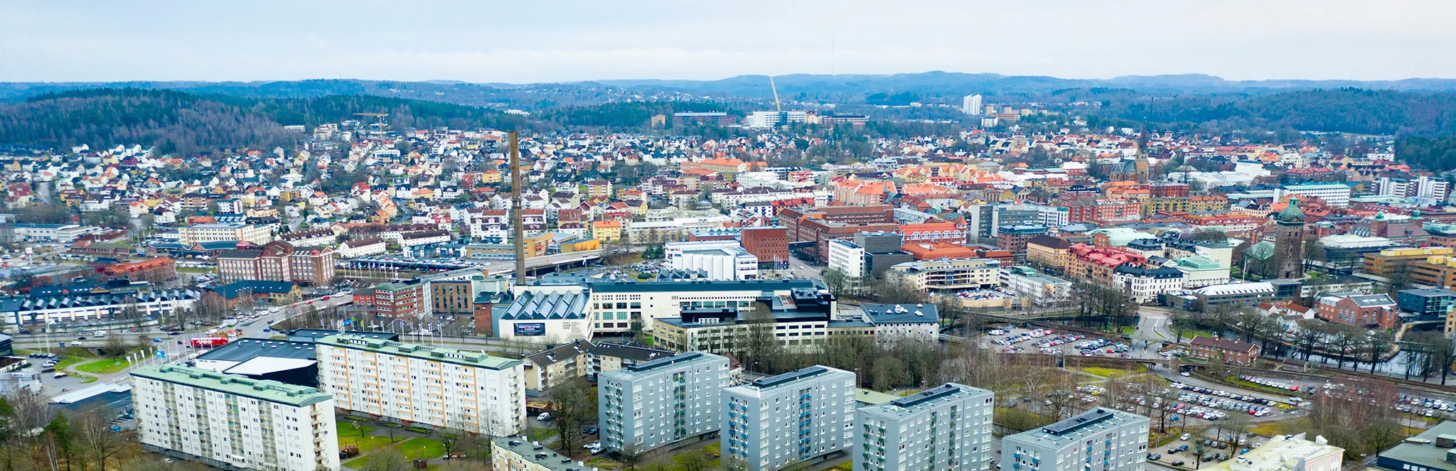 Vy över Borås där MBA Fastighetservice erbjuder fastighetsförvaltning